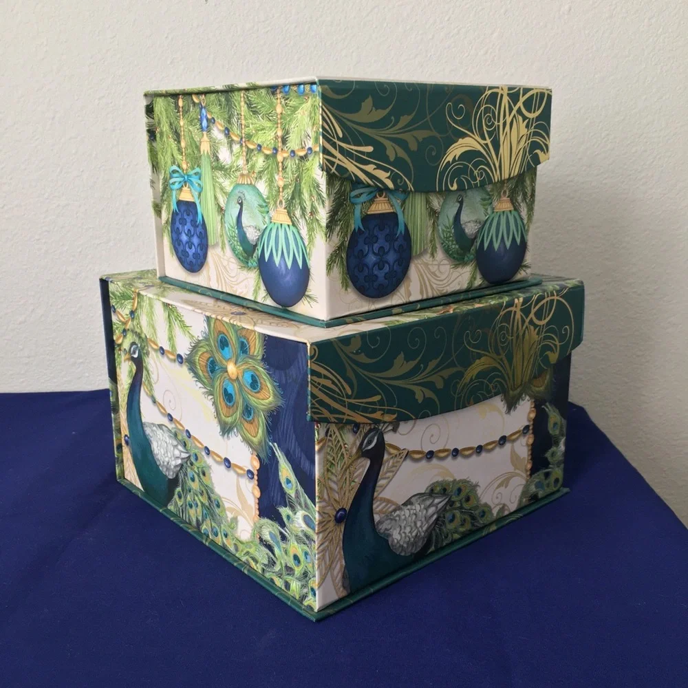 Decorative Peacock Storage Box Set